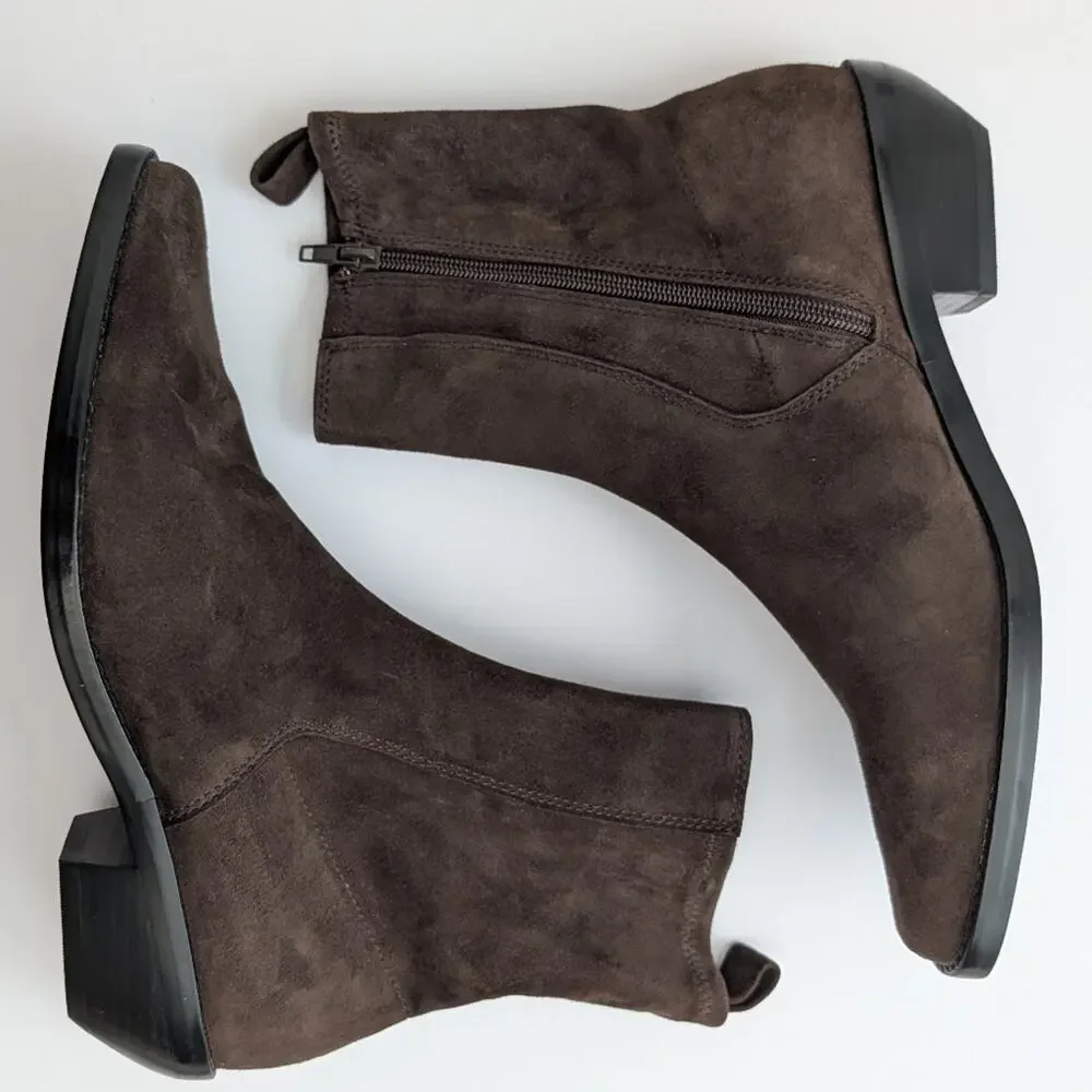NWOB Madewell The Idris Ankle Boot Dark Carob Brown Suede Size 8.5 Women's